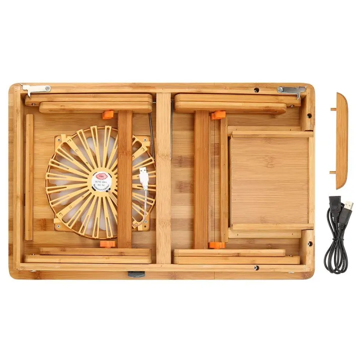 Laptop%20Desk%20Nnewvante%20Adjustable%20Laptop%20Desk%20Table%20100%25%20Bamboo%20with%20USB%20Fan%20Foldable%20Breakfast%20Serving%20Bed%20Tray%20w'%20Drawer%20(F)%20-%20Image%208