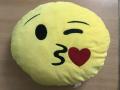 Wink Blow Heart Kiss Emoji Pillow 12.5 Inch Large Yellow Smiley Emoticon. 