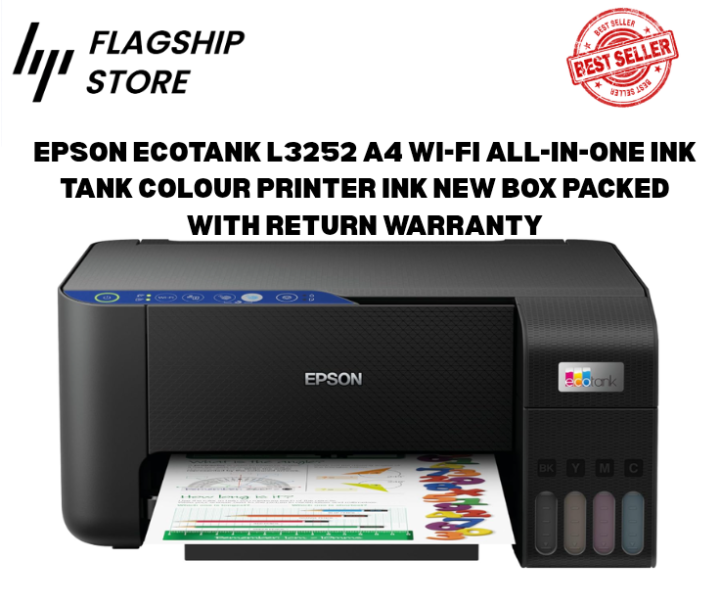 Epson EcoTank L3252 Wi-Fi All-in-One Ink Tank Printer (Black) With ...