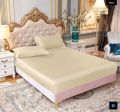 Silk Fitted Bedsheet Plain King Size, 3 Piece Printed Fancy Silk Fitted Bed Sheet King Size with 2 Silk Pillow Covers, Silk Bed Sheet King Size Fancy has Soft and Elegant Feel Size  78' x 84' x 12'. 