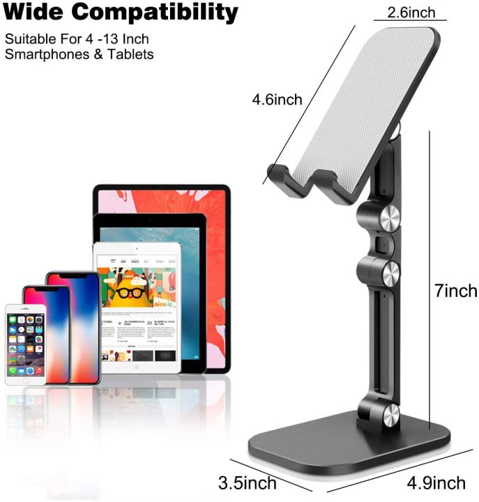 Adjustable%20Cell%20Phone%20Stand%20Angle%20Height%20Adjustable%20Foldable%20Phone%20Holder%20For%20Desk%20Anti-Slip%20Silicone%20Pad%20For%20Tablet%20Stand%20-%20Black%20-%20Image%206