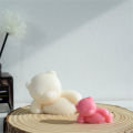 Side Sleeping Bear Scented Candle Silicone Mold Diy Aroma Plaster Handmade Soap Cake Chocolate Decoration Mold. 