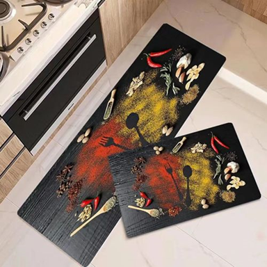 Modern Kitchen Floor Mat water absorption Kitchen, Bathroom, Anti-slip foot Rug Size 40x60 & 40x120cm 2PC set
