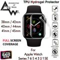 AceWa Hydrogel Film Protector for Apple Watch Series 1-8 and SE, 38mm-45mm Sizes, TPU Soft Clear Jelly Screen Protector. 