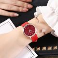Clock Ladies Quartz Wristwatches Leather Band Elegant Rhinestones Love Mark Black Dial Casual Bracelet Watch Woman. 