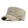 Vintage Classic Flat Top Mens Washed Caps And Hat Adjustable Fitted Cap Summer Solid Color Military Hats For Men. 