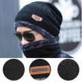 100% Original Song Ting Cap Neck Warmer Thick Fleece Winter Beanie Hat and Scarf Set Ski Hats Knitted Hat for Men and Women. 
