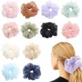 PACK of 5 Random organza  Lightweight Hair Scrunchie Scrunch Bobble Elastic Band Handmade medium size hair tie fashion hair accessories for women and girls hair rope soft tissue organza fashion transparent scrunchies. 