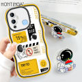 Hontinga for Infinix Hot 12 Play Back Cover + Free Holder Fashion Soft Wavy Phone Case Camera Protection Transparent TPU Cover. 