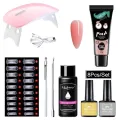 8 in 1 Poly Gel Nail Set 6W LED Lamp Nail Art UV Quick Extension Nail Kit. 