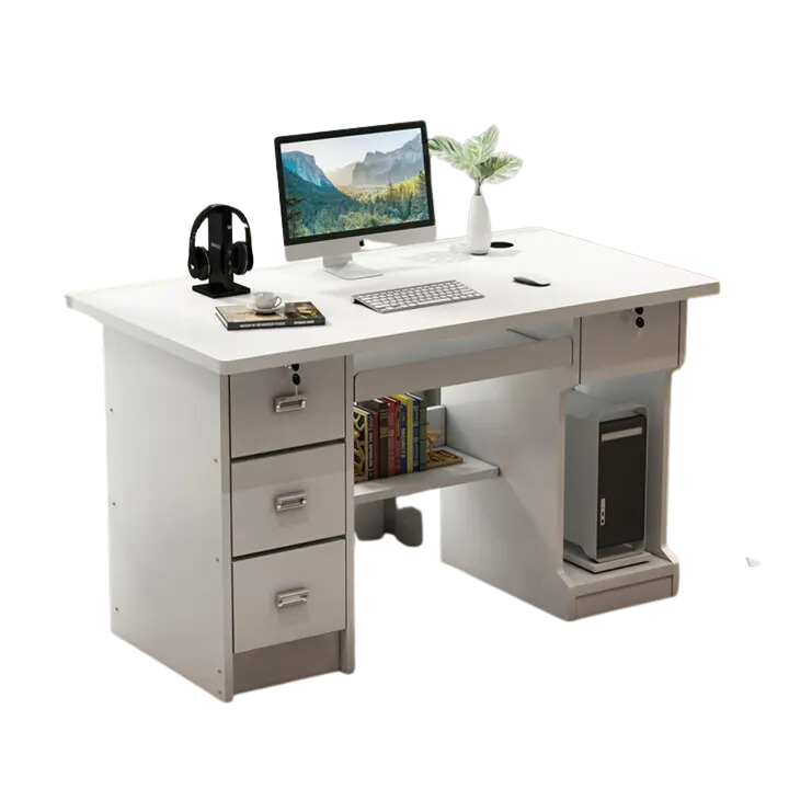 Home Office Desk ,4 Drawer Simple Study Black Desktop Table Bedroom ...
