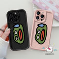 Sausage Mouth Sweating Frog Head Pink Black Cover Compatible For IPhone 11 15 14 13 12 Pro Max 7Plus XR XS Max X 15 7 6s 6 8 Plus SE 2020 Angel Eye Soft Case. 