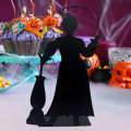 Witch Outdoor Decor Spooky Halloween Metal Witch Silhouette Decoration Perfect for Indoor Outdoor Use Black Iron Table Sign for Home Office Garden Unique Desktop Ornament for Halloween Festivities. 