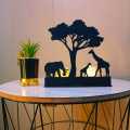 African Safari Art With 2 LED Candles – Elephant & Giraffe Shadow Tea Light Stand – Decorative Wooden Candle Stand – Home Décor Items -Decorating item – Romantic Night Light – Home decoration items – Room decoration items – Decorating Items For Room. 