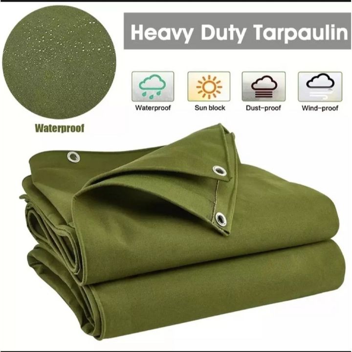3 x 7  Large Heavy Duty Army Green Canvas Tarpal