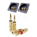 6 Pcs Accessories: 4 Pcs aurum Plated Banana Plugs 4Mm LL68-4BP1 & 2 Pcs Car Stereo Screw Cup Connectors Subwoofer Plugs 2-Way Speaker Box Terminal Binding Post. 