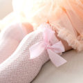 I LOVE DADDY&MUMMY-Summer Baby Girl Socks With Bow Cotton Mesh Breathable Kids Knee High Socks Children Toddler Cute Long White Pink Socks 0-3Y. 