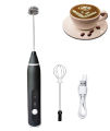 USB Rechargeable Milk Frother 2 in 1 Electric Coffee Beater Handheld Mixer Mini Egg Whisk Portable 3 Speed Foam Maker for Latte Cappuccino Cream Drink Mixer Kitchen Gadget Lightweight Easy Clean. 