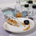 6pcs Small Clear Glass Bottles With Lids Glass Containers Round Sample Bottles For Juice, Oils, Ginger Shots, Whiskey, Liquids. 