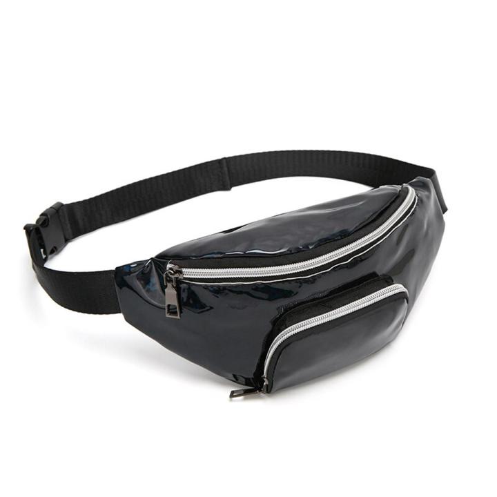 【happy one】Fashion Women Girls Waist Fanny Pack Belt Bag Pouch Bag Travel Sport Small Purse Black Pink Silver Yellow Purple