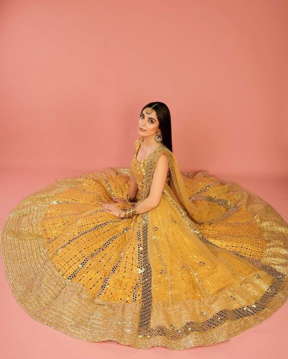 Mehndi Dress Lehenga Simple Lehenga In Yellow By MF Designs PWP1542