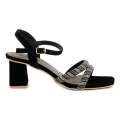 ECS Glamour Stride Sparkle Heels Block Heel Sandals For Women. 