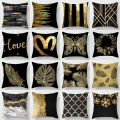 Black Gold Printing Pillowcases Peach Skin Pillow Case For Home Modern Simplicity Car Backrest Cover Multifunctional Sofa Decor. 