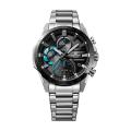 Casio Edifice Mens Silver Stainless Steel Case Round Analog Multi-Function With Black Dial Silver Stainless Steel Bracelet Watch-EQS-940DB-1BVUDF. 