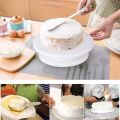 Cake Rotating Turntable 28cm & 10Pcs Measuring Spoons Cup Set & 12Pcs Cake Decorating Small Nozzles Set & 10Pcs Disposable Piping Bags & 3Pcs Cake Cream icing Scraper Set, 1Pc Cake Board Base & Gift. 