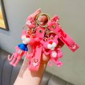 Pink Panther Keychain Cartoon Cute Doll Keyring Fashion Couple Bag Ornament Key Chain Car Pendant Accessories Kids Birthday Gift. 