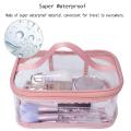 Premium Clear Makeup Bag, Transparent Cosmetic Pouch for Travel or Everyday Use, Waterproof Beach Bag for Sunscreen Skincare (Pink). 