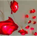LED Red Rose Flower Fairy Lights, battery powered with 10 led. 