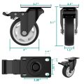 4 inch Swivel Caster Wheels,Rubber Base with Safety Brake & Top Plate & Bearing Heavy Duty, Total Capacity 1200lbs (Pack of 4). 