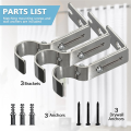 3Piece Silver Curtain Rod Brackets Curtain Rods No Drilling for 1 Inch Rod with Installation Screws. 