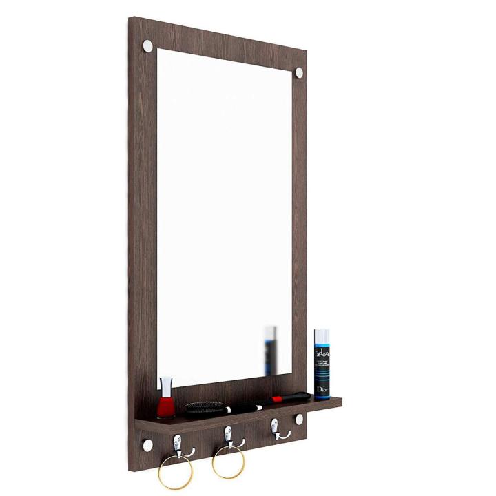 Dressing Table / Wall Mirror with Shelf and Hanging Hook
