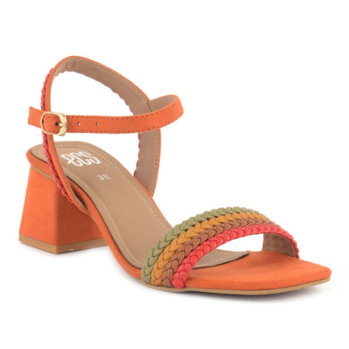 ECS Braided Charm Block Heel Sandals For Women