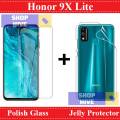 Honor 9X Lite Tempered Glass Polish Screen Protector + Back Jelly Protector Clear Soft Film Protection Hydrogel For Honor 9X Lite. 