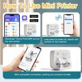 DOLEWA Mini Printer Portable Printer Thermal Printing Sticker Wireless Inkless Pocket Printer Self-adhesive Label 1200mAh. 