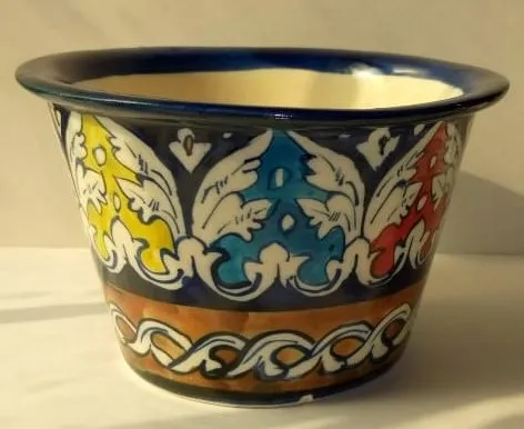 Blue%20Pottery%20Plant%20Pot%20Handmade/%20Hand%20painted,%20Height:%203.5%20Inches%20-%20Image%204