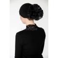 Black flower catcher for hijab volume and hair covering and scarf use/Head wraps. 