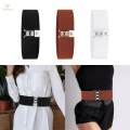 Wide Elastic Belt Solid Color Girdle Corset Dress Belt for Women Ladies Black. 