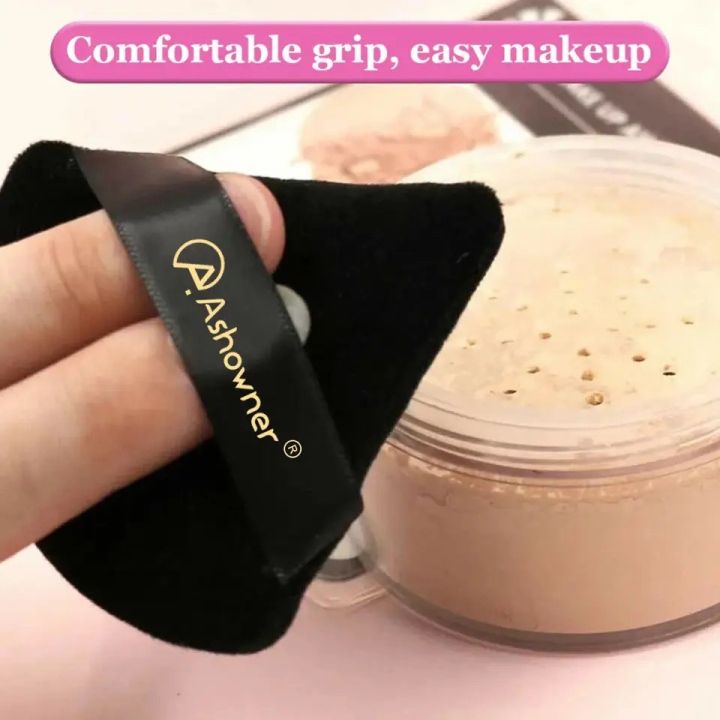 Velvet Triangle Powder Puff Reusable Sponges with Strap for Loose Powder Cosmetic Cream Foundation Wet Dry Makeup