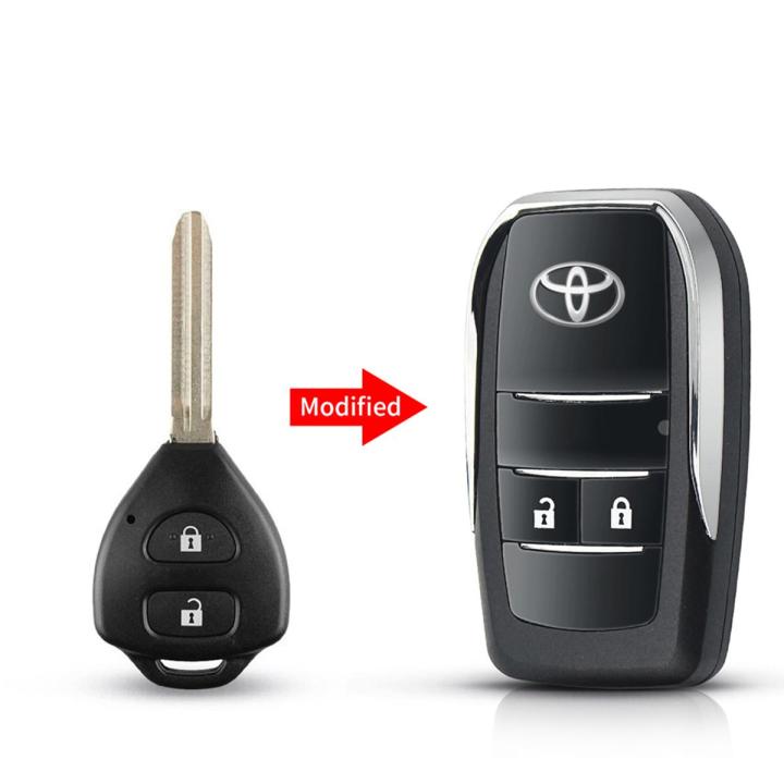 FOR TOYOTA VITS / BELTA 2 BUTTON MODIFIED FLIP KEY SHELL CASE WITH UNCUTT KEY BLADE ORINGNAL BRASS BEST QUALITY LUXURY DESIGN
