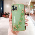 For iPhone 12 Pro Max Back Cover with 3D Love Heart Wristband Chain Fashion Bracelet Shiny Plating Phone Case Soft Silicone Bumper Protective Cover. 