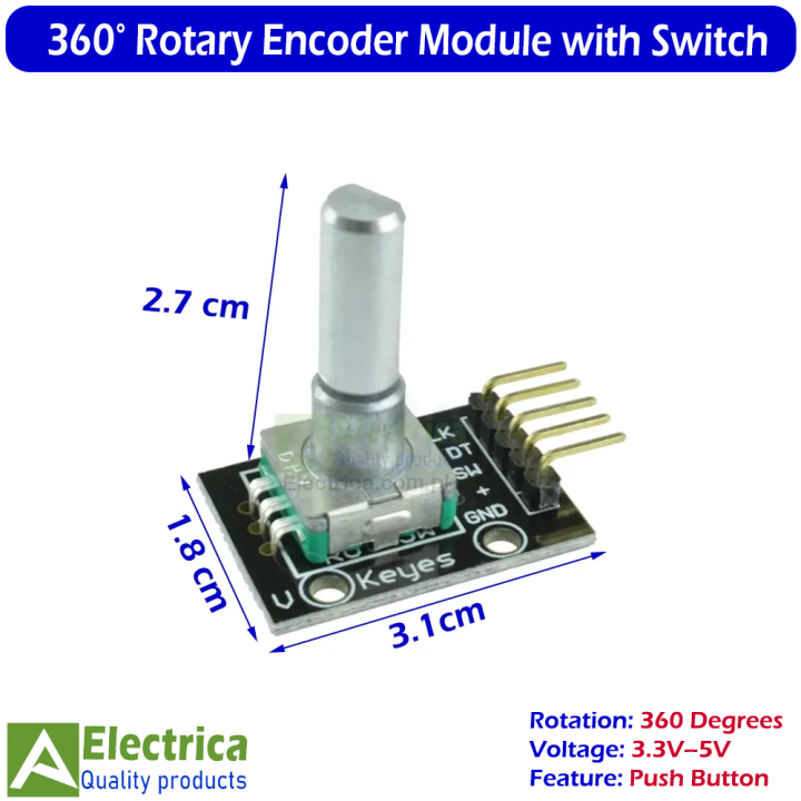 KY-040 Rotary Encoder Module with Push Button Incremental Encoder for ...