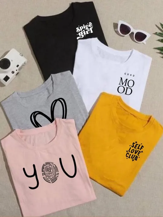 Pack%20of%205%20Half-Sleeve%20Cotton%20T-Shirts%20for%20Girls%20and%20Women%20-%20Casual%20Wear%20-%20Image%203