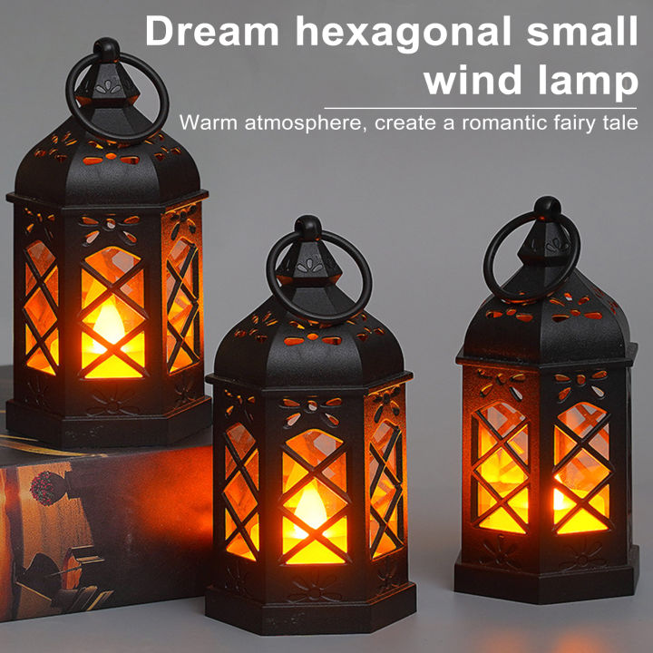 Flameless Candle Lantern Vintage Battery-operated Desk Lantern Lamp for Home Decoration Flicker-free High Brightness Electronic Candle Light less Than Retro Decorative Lantern