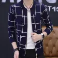 Blue Checkered Warm Fleece Jacket For Men. 