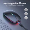 Wireless Rechargeable Gaming Mouse | 2.4G Bluetooth for Laptop | Silent Clicks | RGB Backlit | USB Optical Mouse | Slim Design. 