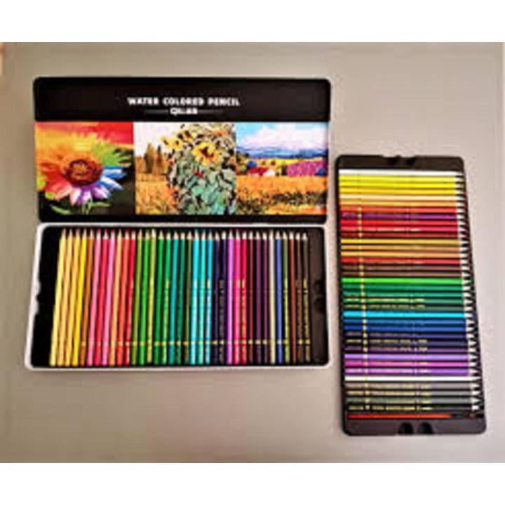 Qili Water Color Pencils Tin Packing with Free Brush For Artists and Beginners 72 pcs...